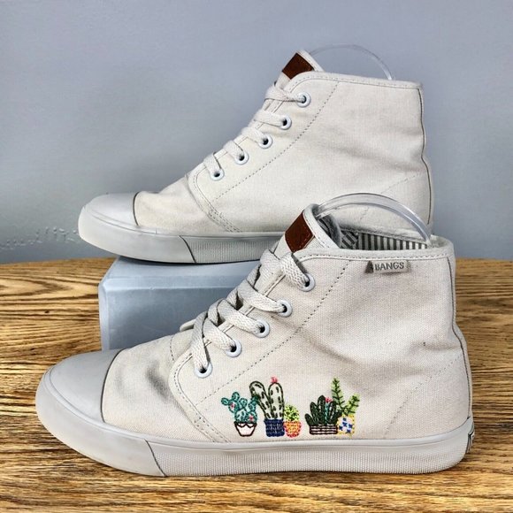 Bangs Shoes - Bangs Succulent Cactus High Top Sneakers Shoes (Women's 7, gray)